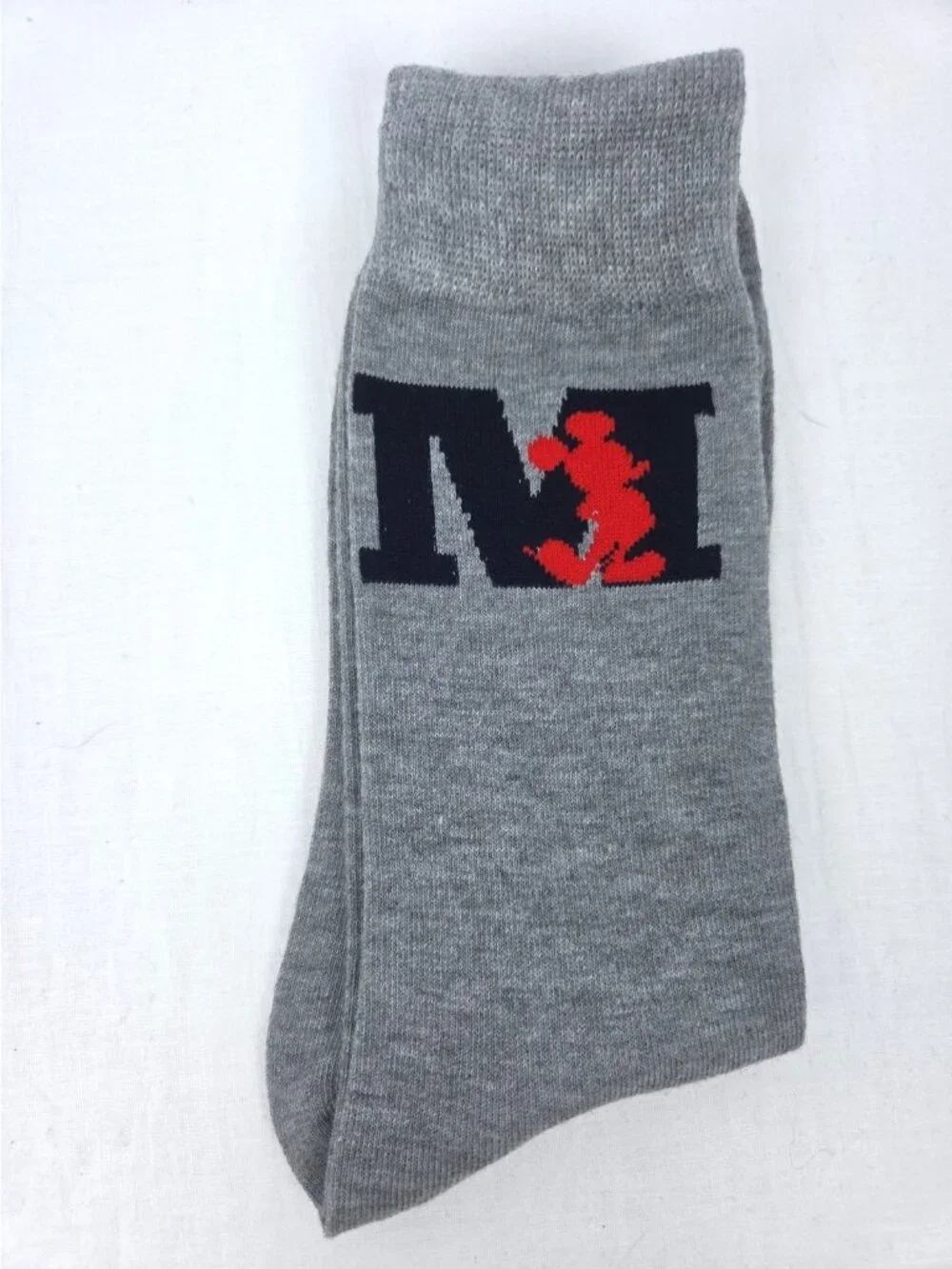 Disney Mickey Mouse Novelty Crew Socks Set (1-NWT Blue, 1-NWOT Gray) Size 10-13